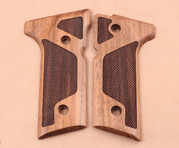 Beretta 92 Vertec / 96 Vertec / M9A3 Model Compatible Walnut Grip for Replacement (with Diamond Checkered Pattern)