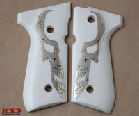 Beretta 92/96/98/M9 Full Size Grip White Acrylic, Silver