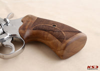 Colt Python / Officer Model Compatible Walnut Grip for Replacement, with Half Pattern