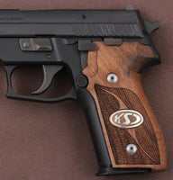 Sig Sauer P228 / P229 Model Compatible Walnut Grip for Replacement (with Half pattern, Silver Logo)