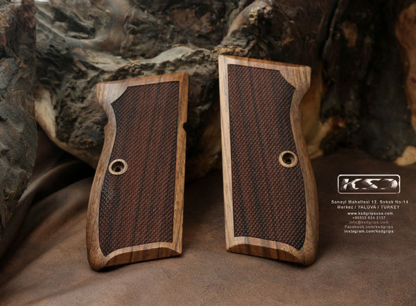 Mauser 90 DA Model Compatible Walnut Grip for Replacement with Diamond Checkered Pattern