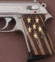 Walther PPK American (Interarms) Made Compatible Walnut Grip for Replacement (with Stars)