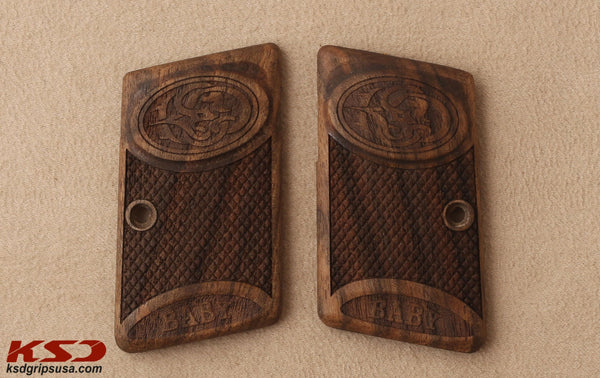 Browning Baby 1905 1906 Model Compatible Walnut Grip for Replacement (with Diamond Checkered Pattern)