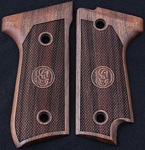 Beretta 92 S Model Compatible Walnut Grip for Replacement (with Diamond Checkered Pattern)