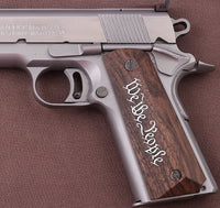 Colt / Other 1911's Model Full Size Compatible Walnut Grip for Replacement, with Silver Motto