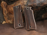 Colt Goverment 380 / Mustang Plus II Model Compatible Walnut Grip for Replacement, with Diamond Checkered Pattern