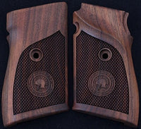 Beretta 90 Compatible Walnut Grip for Replacement, with Diamond Checkered Pattern & Armi Roma