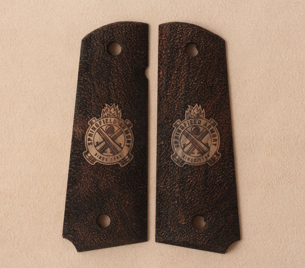 Colt 1911 Compact Officer / Defender / Agent Model Compatible Walnut Grip for Replacement, with Logo