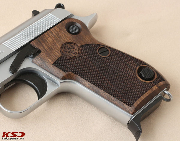 Beretta M1951 Model Compatible Walnut Grip for Replacement (with Diamond Checkered Pattern & Logo Relief)