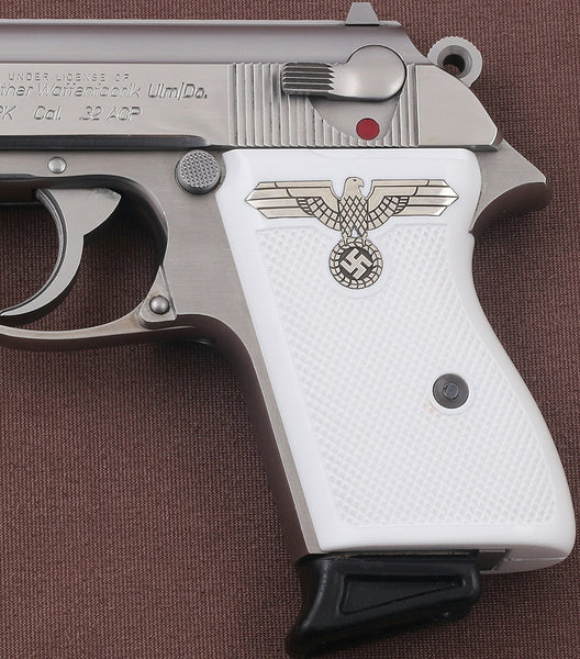 Walther PPK German Made Grip White Acrylic, Silver