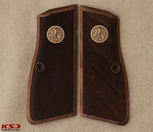 Browning HP model Compatible Walnut Grip for Replacement (Your Name and Last Name's First letter on brass material)