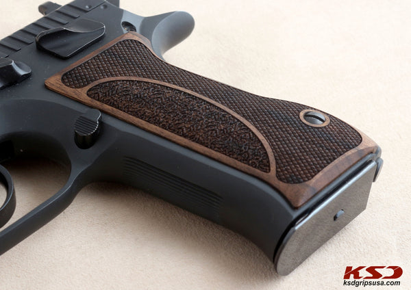 Jericho .45 Acp Model Compatible Walnut Grip for Replacement with Half Pattern