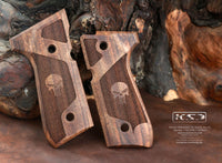 Beretta 92/96/98/M9 Full Size model Compatible Walnut Grip for Replacement with Diamond Checkered Pattern