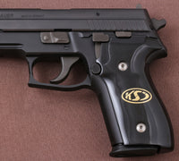 Sig Sauer P228 / P229 Model Compatible Black Acrylic Grip for Replacement, (with Logo on Brass Material)