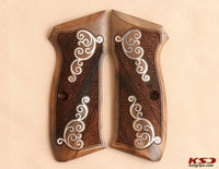 CZ 75B 85B and SP 01 Model Compatible Walnut Grip for Replacement with Silver Figure