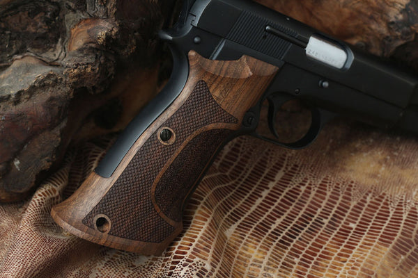 Browning HP High Power Model Compatible Walnut Target Grip for Replacement with Half Pattern