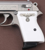 Walther PPK American (Interarms) Made Compatible White Acrylic Grip for Replacement (with Silver Logo)