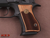 Jericho 941 FB Compact Model Compatible Walnut Grip for Replacement (with Diamond Checkered Pattern & Custom First Letters)