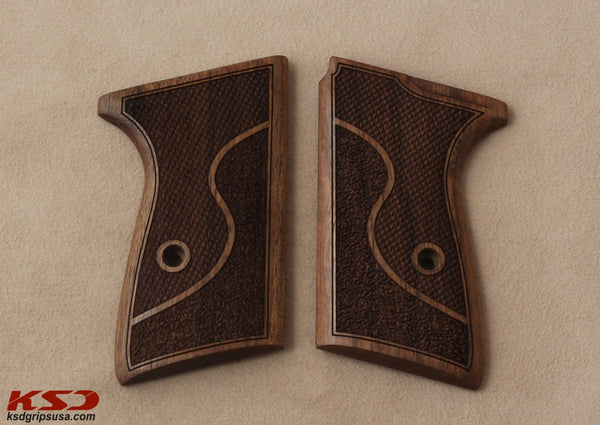 Walther PP Model Compatible Walnut Grip for Replacement, with Half Pattern