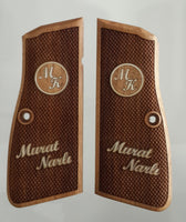 Browning HP model Compatible Walnut Grip for Replacement (Your Name and Last Name on brass material)