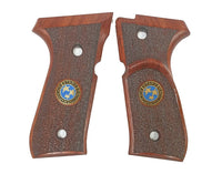 Beretta 92/96/98/M9 Model Compatible Rosewood Grip for Replacement (with Thumb Grip and Resident Evil RCPD Logo)