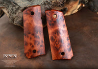 Colt 1911 Compact Officer Model Compatible Exotic Thuya Burl Grip for Replacement