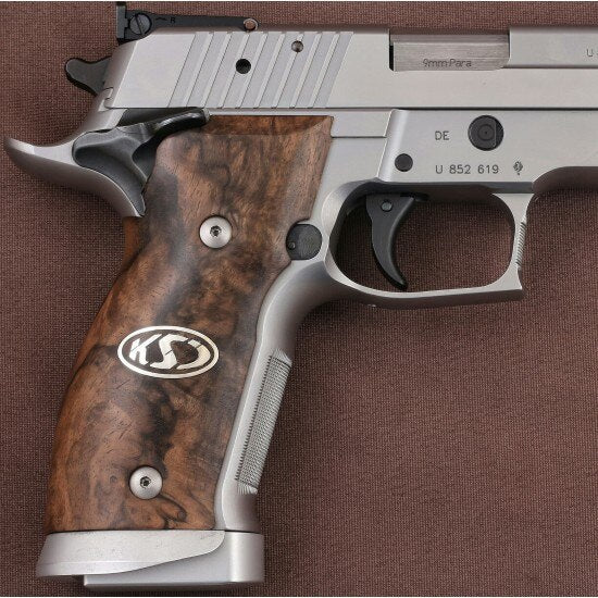 Sig Sauer P226 SAO / X-Five / X-Six Model Compatible Root Walnut Grip for Replacement (Silver Logo)