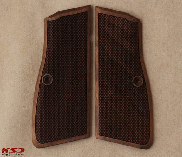 Browning HP High Power Model Compatible Walnut Grip for Replacement (with Diamond Checkered Pattern)