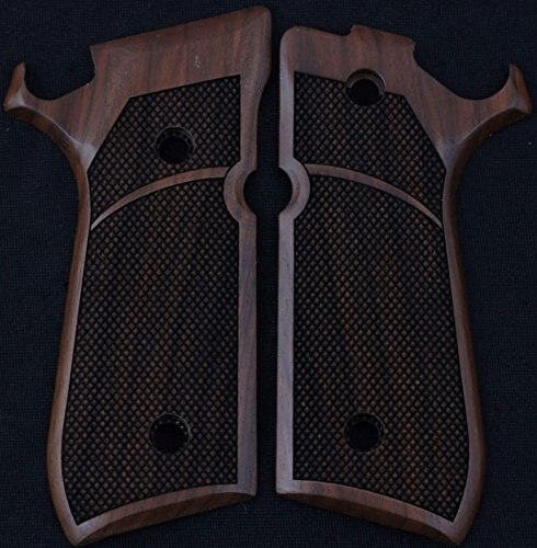 Beretta 92 Combat / Stock Model Compatible Walnut Grip for Replacement, with Diamond Checkered Pattern