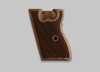 Browning HP Model Compatible Walnut Grip with Fingergrooves for Replacement, (Customized Letters on Brass)